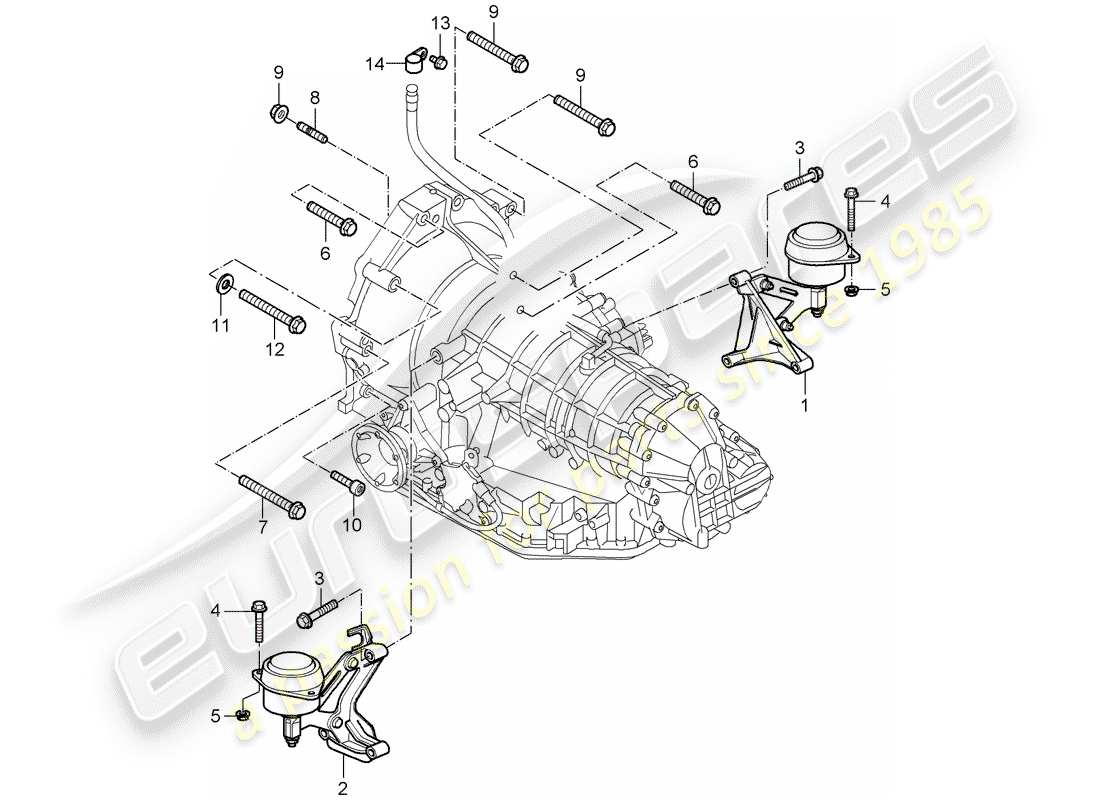 porsche 2008 (987 cayman) tiptronic gearbox mounting fastening screw engine part diagram