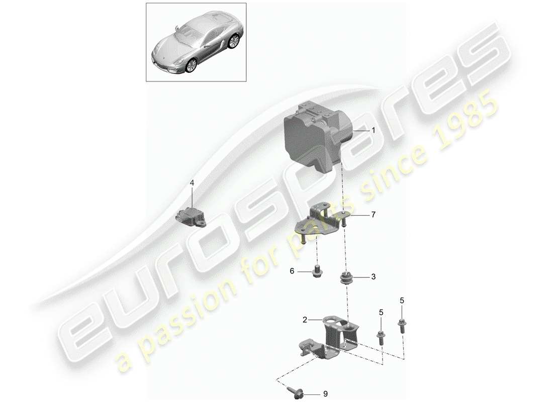 porsche 2016 (981 cayman) hydraulic unit anti-locking brake syst. -abs- part diagram