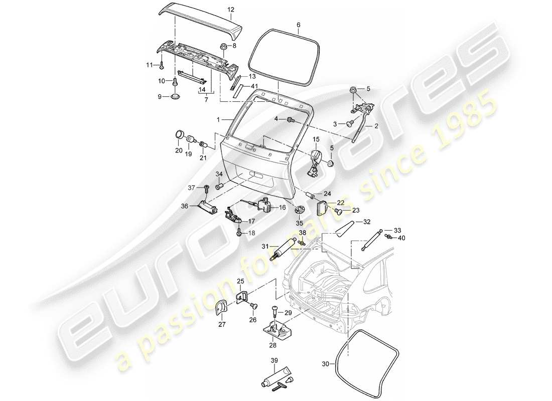 porsche 2007 (cayenne e1 9pa) rear lid part diagram