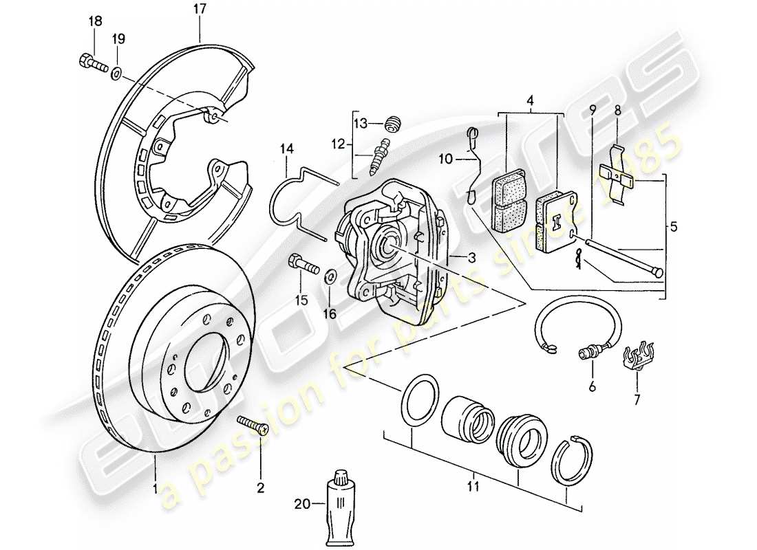 porsche 1991 (944) disc brakes - rear axle - d >> - mj 1989 part diagram