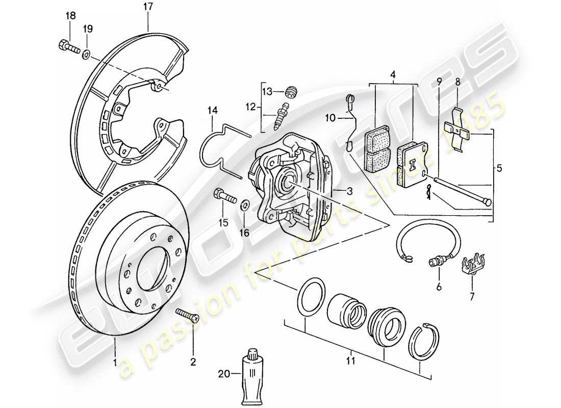 porsche 944 (1991) disc brakes - rear axle - d >> - mj 1989 parts diagram