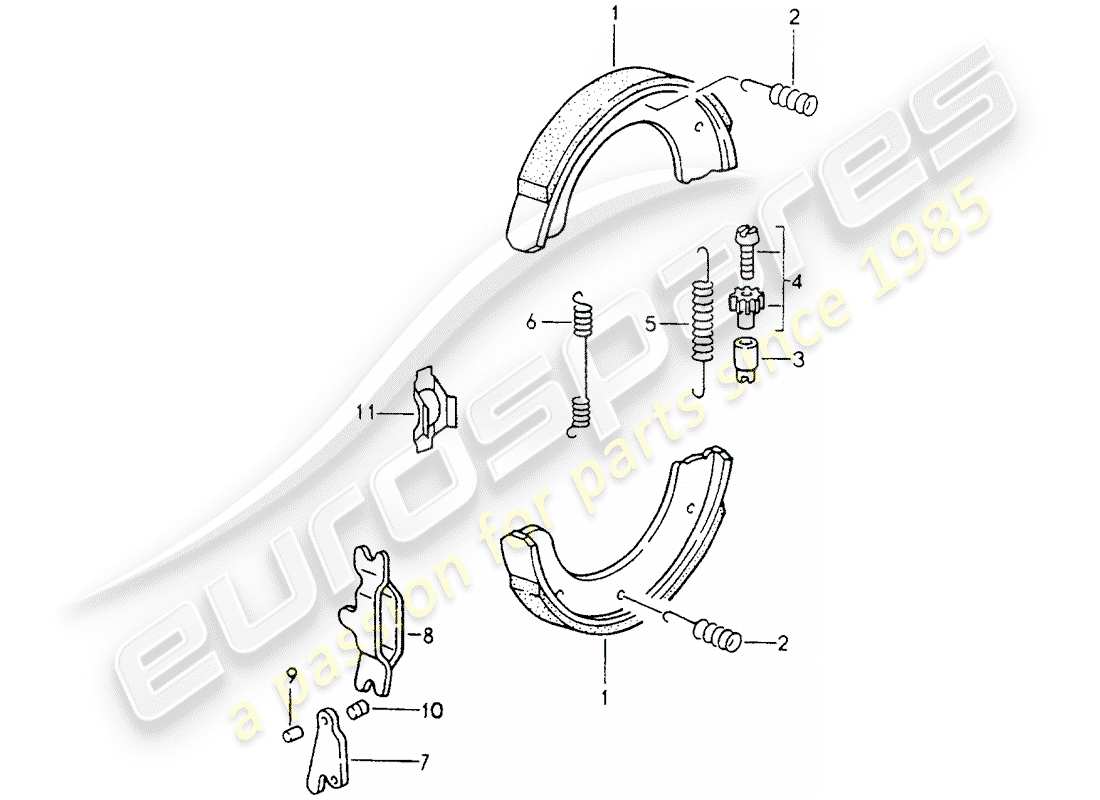 porsche 1989 (964) handbrake parts diagram