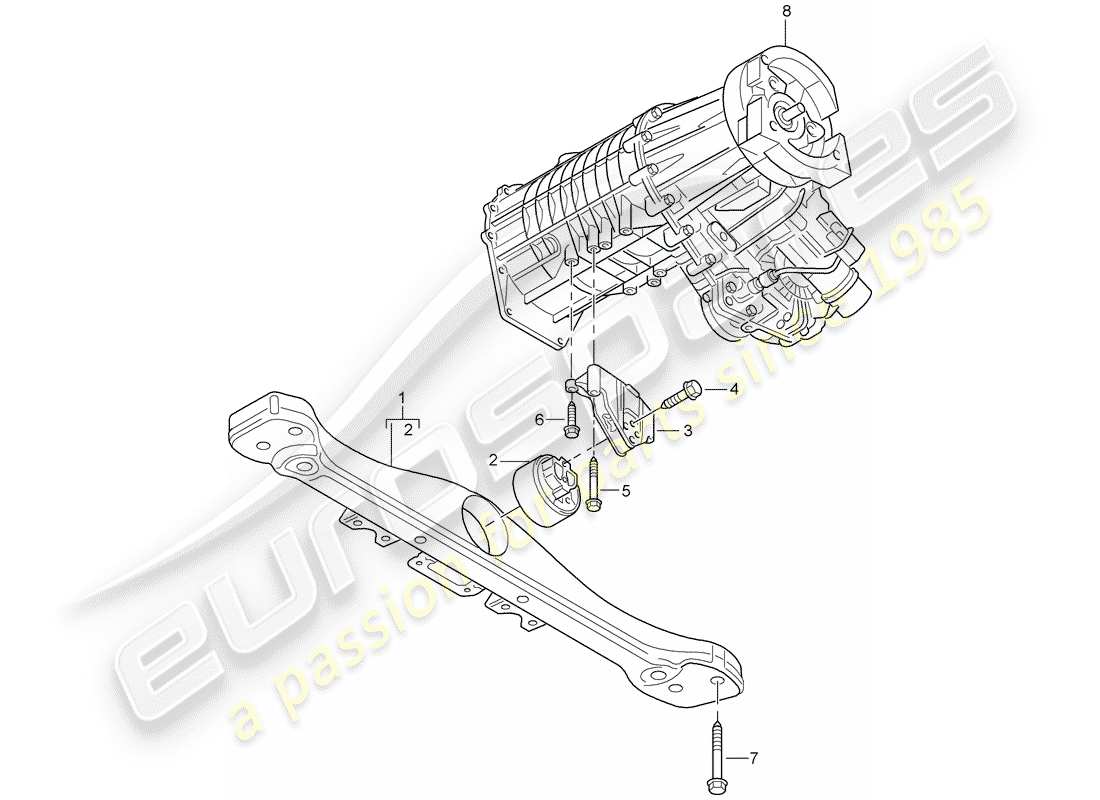 porsche 2005 (cayenne e1 9pa) transfer box gearbox mounting part diagram