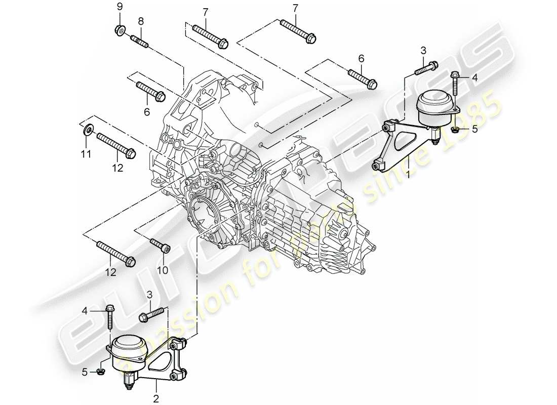 porsche 2006 (987 cayman) 5-speed manual transmission gearbox mounting fastening screw engine part diagram