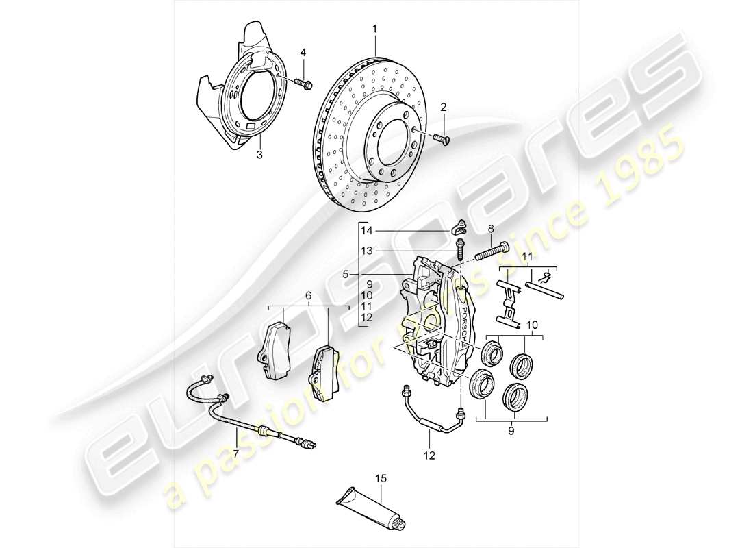 porsche 2006 (987 cayman) disc brake rear axle part diagram