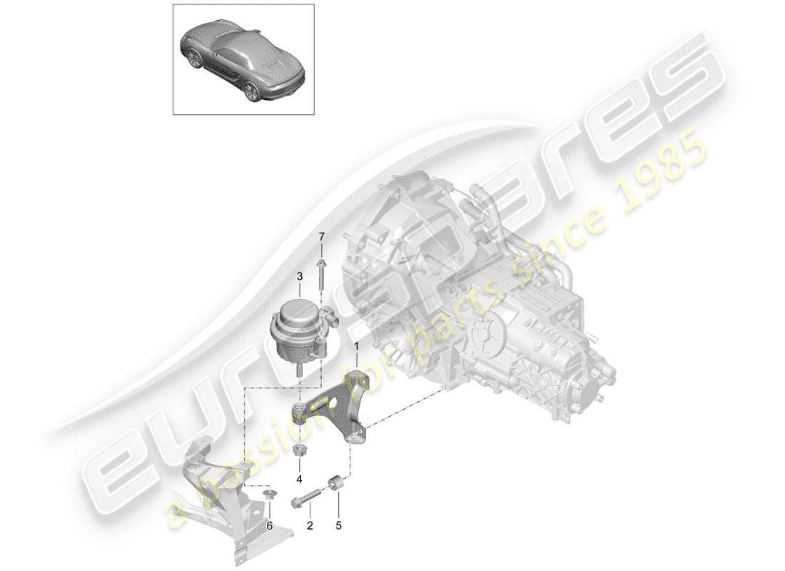 porsche 2014 (981 boxster) gearbox mounting fasteners engine parts diagram