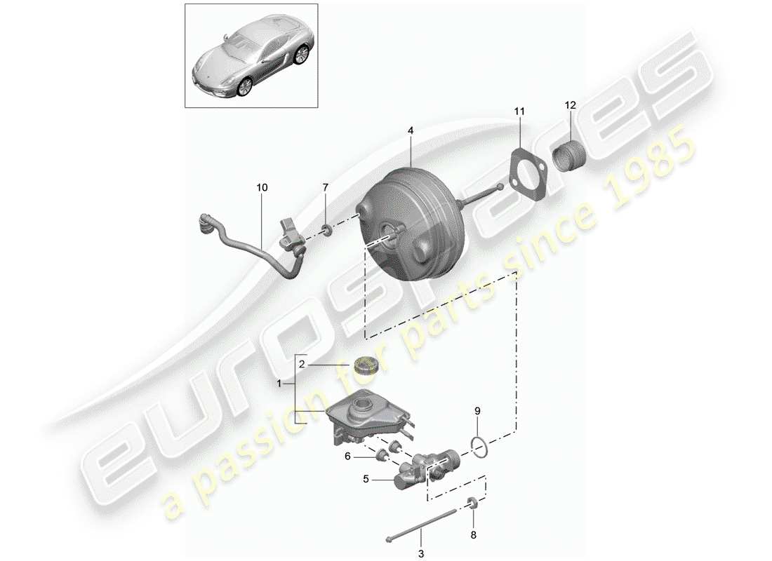 porsche cayman 981 (2016) brake master cylinder parts diagram