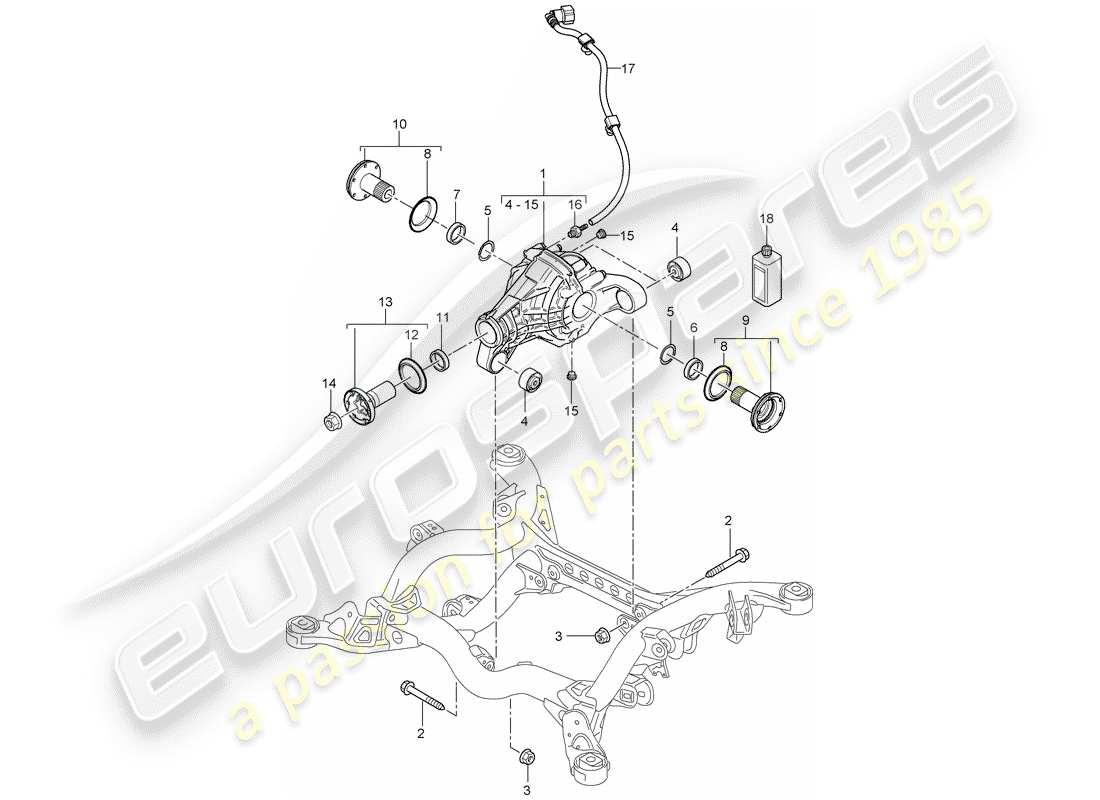 porsche cayenne (2005) rear axle differential parts diagram