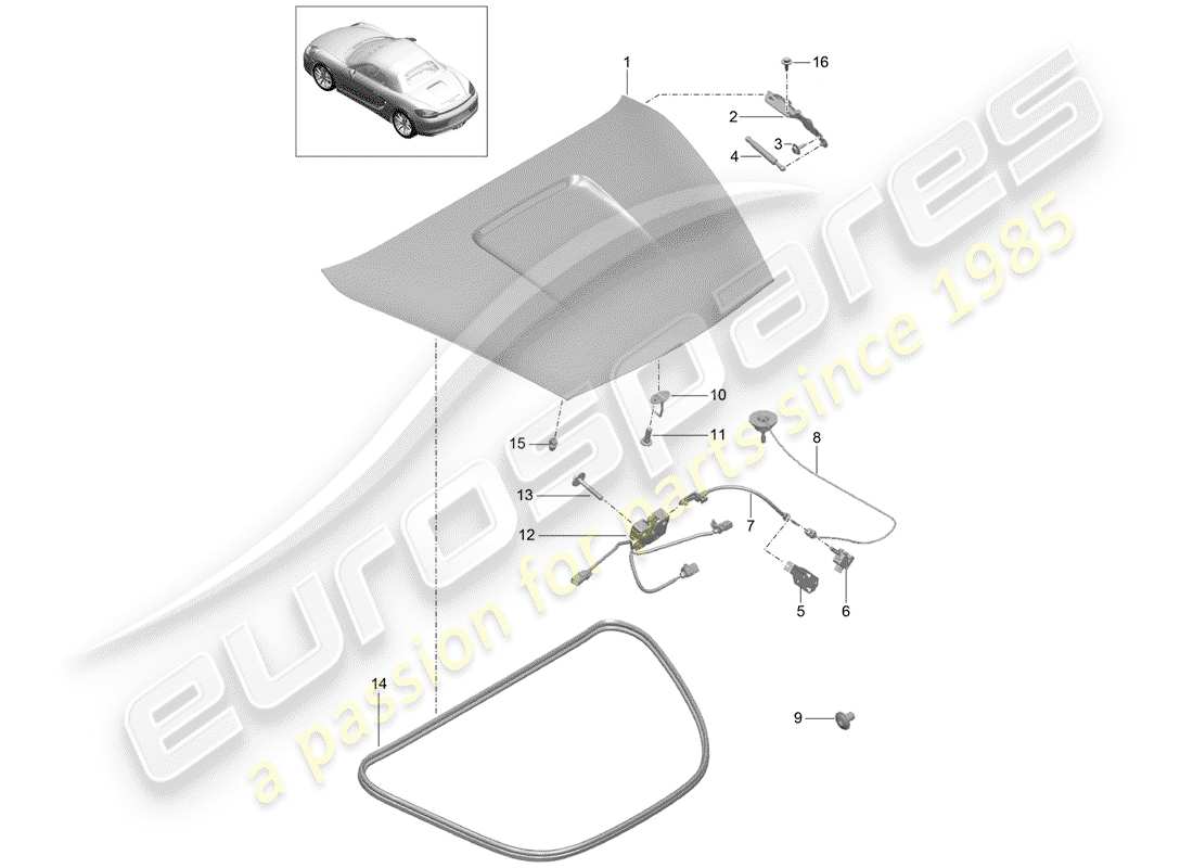 porsche 2016 (981 boxster) cover rear parts diagram
