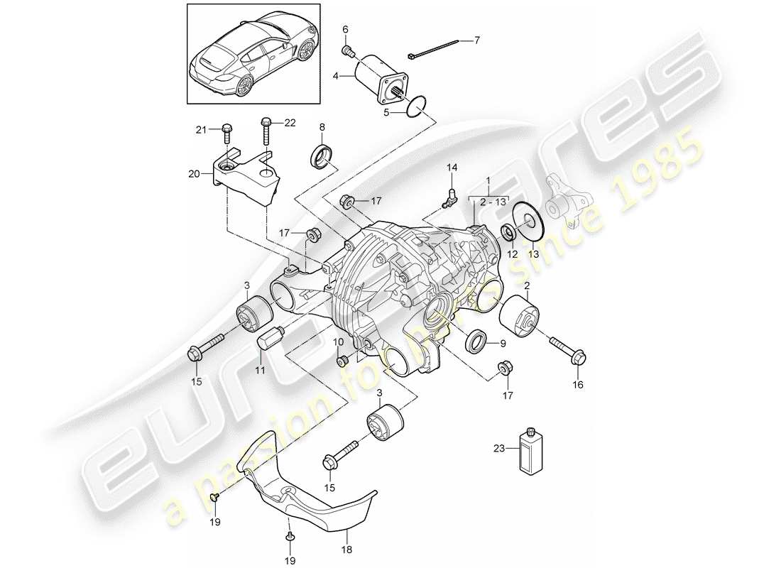 porsche 2016 (panamera 970) rear axle differential parts diagram