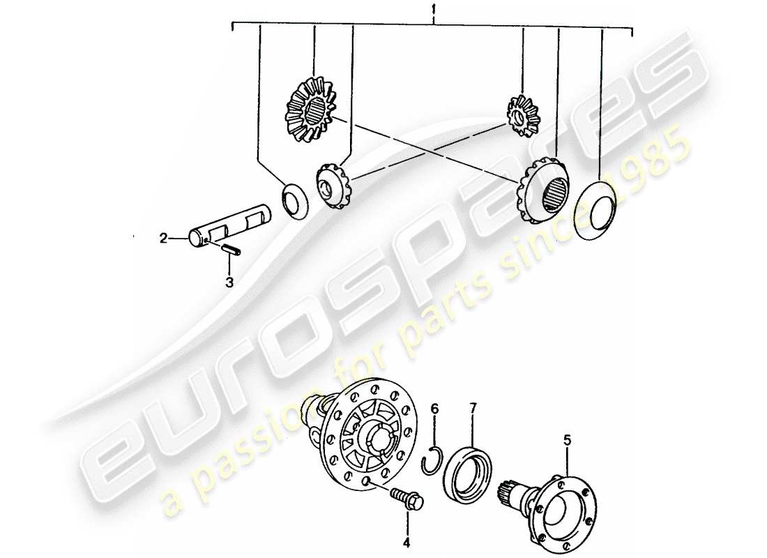porsche 996 (1998) differential parts diagram