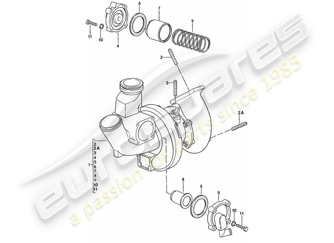 porsche 1977 (924) exhaust gas turbocharger parts diagram