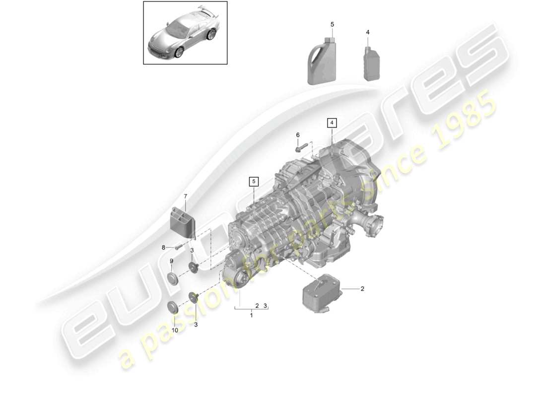 porsche 2014 (991-1 r/gt3/rs) - pdk - gearbox part diagram