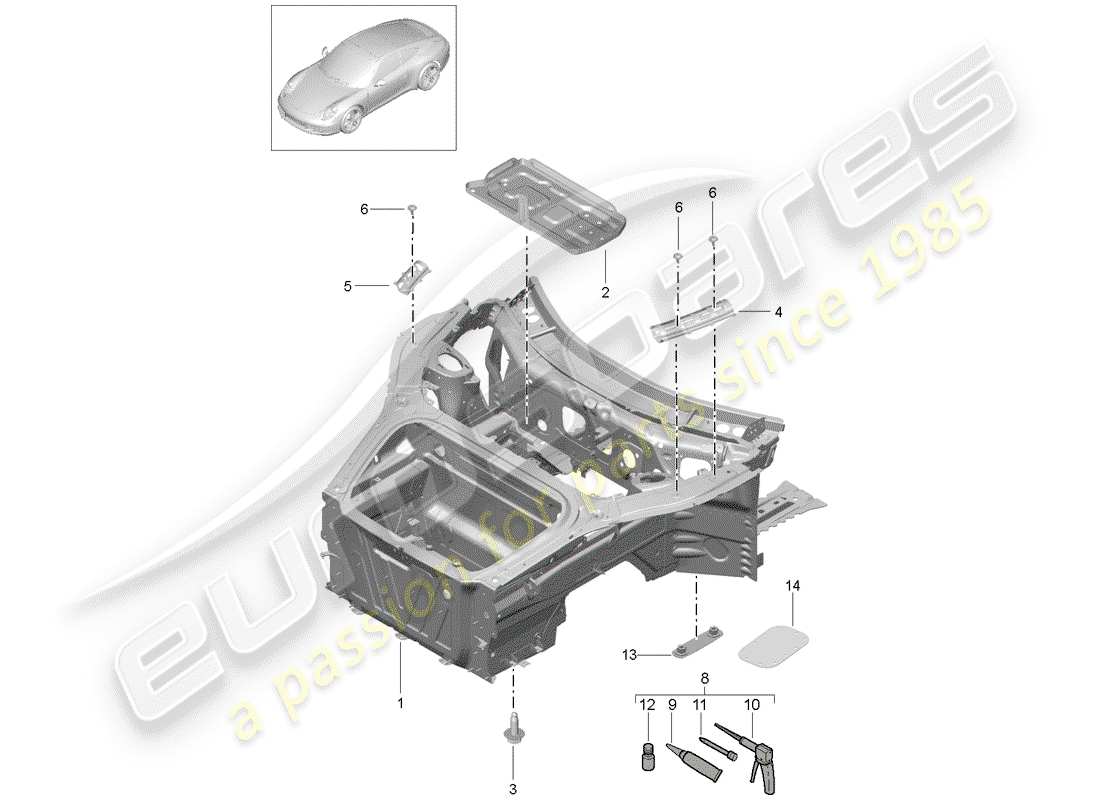 porsche 2016 (991-1) front end (complete) parts diagram