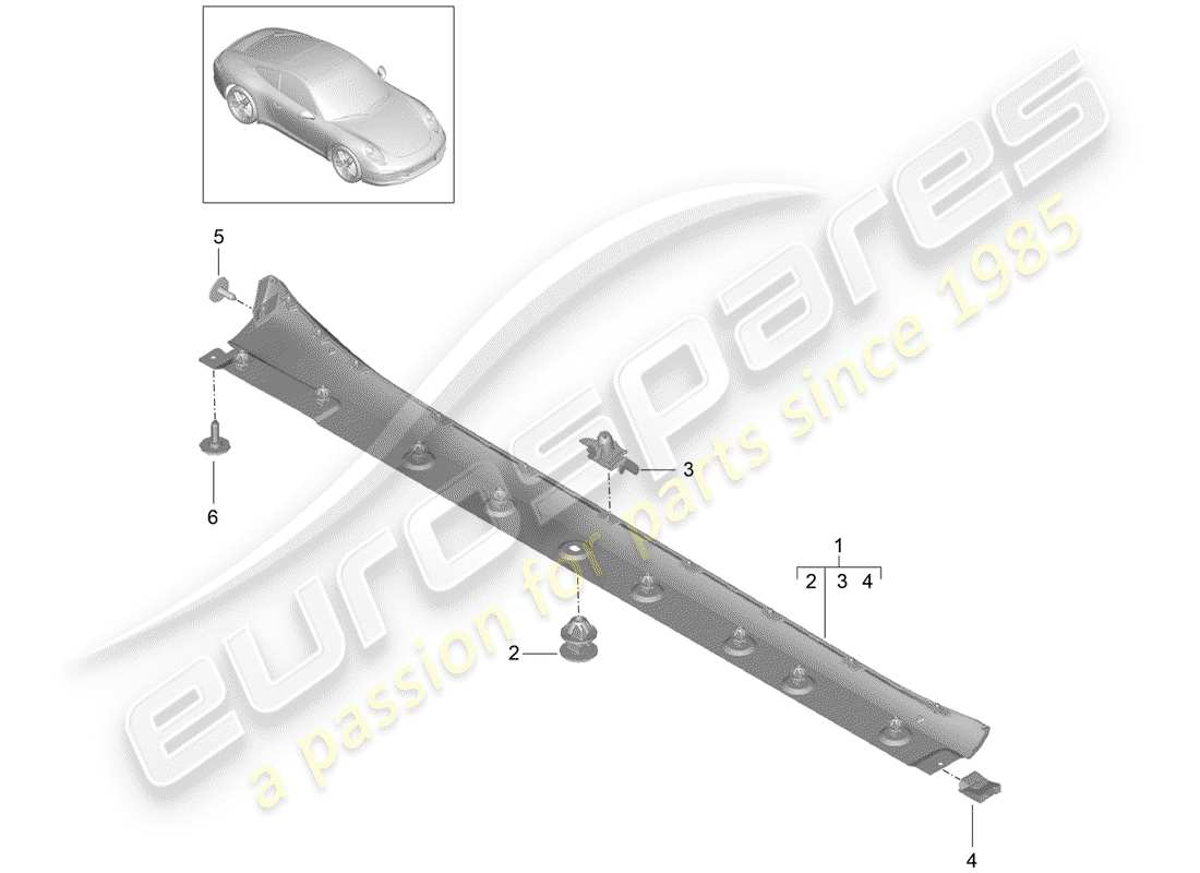 porsche 2016 (991-1) side member trim parts diagram