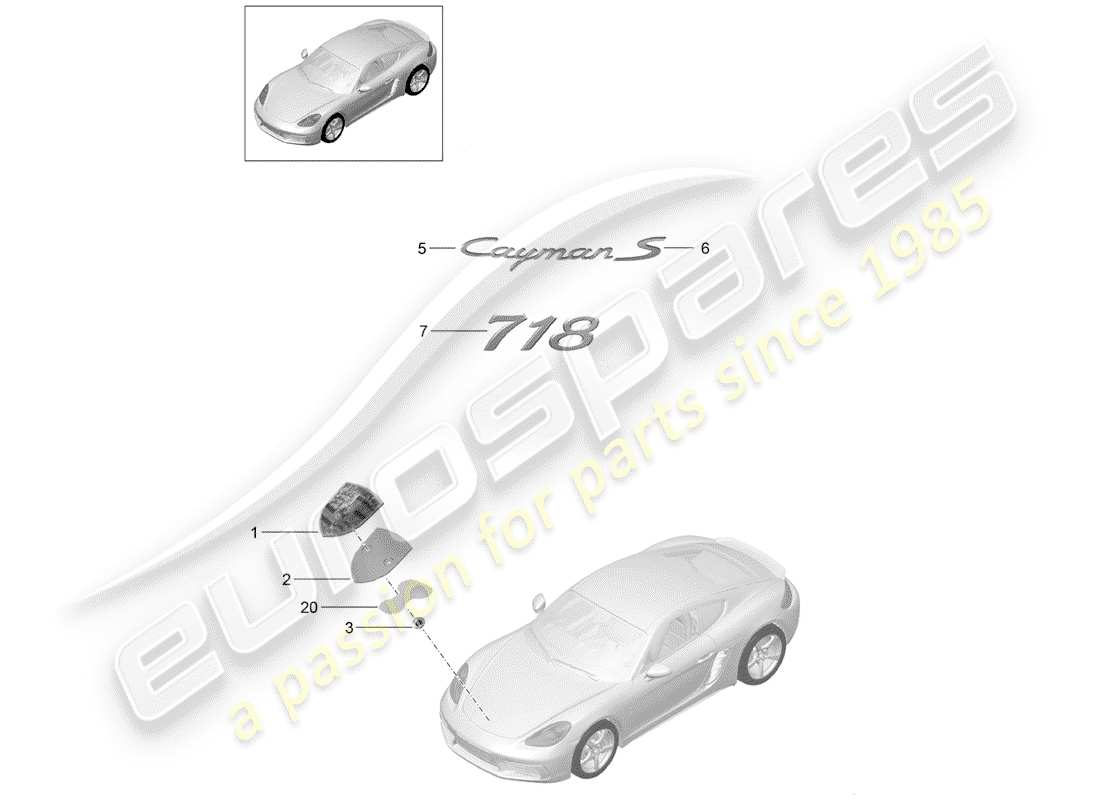 porsche 2017 (718 cayman) moldings inscriptions/lettering part diagram