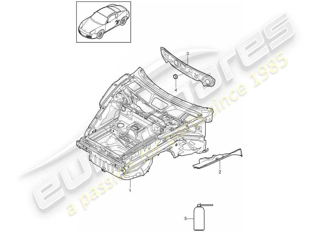 porsche 2012 (987 cayman) front end part diagram