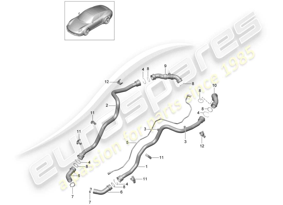 porsche 2016 (991-1) coolant cooling system 1 parts diagram