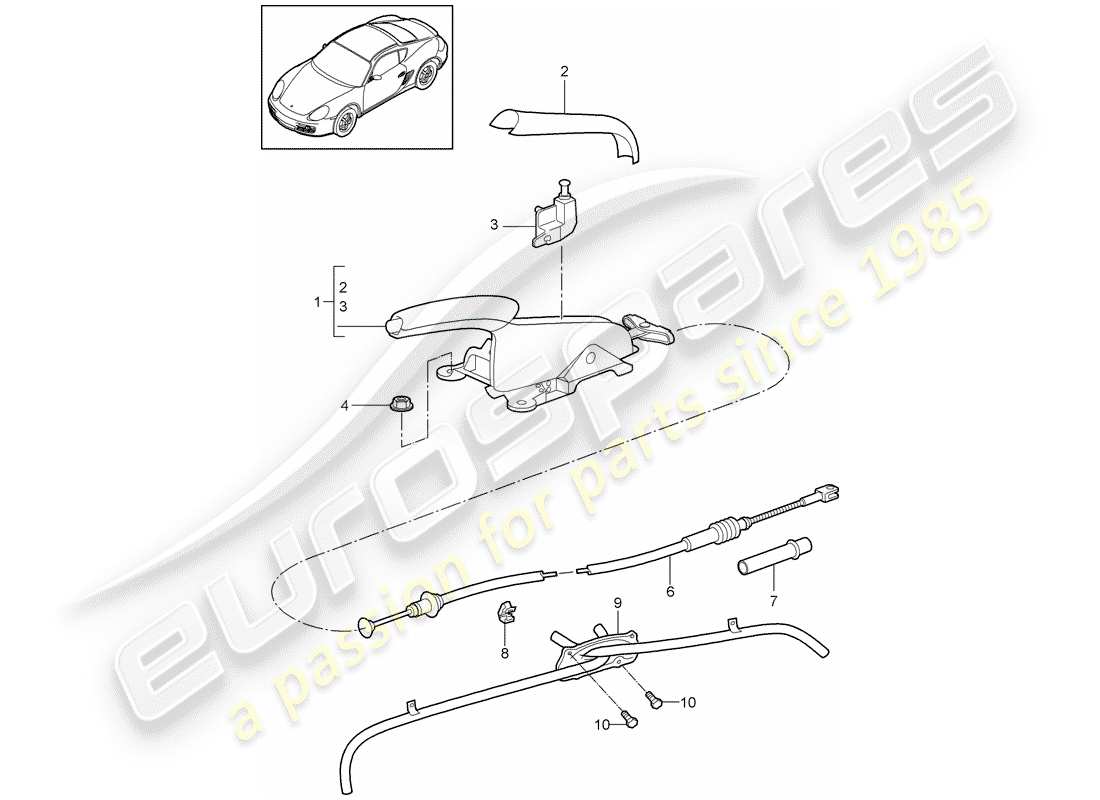 porsche 2012 (987 cayman) handbrake actuator part diagram