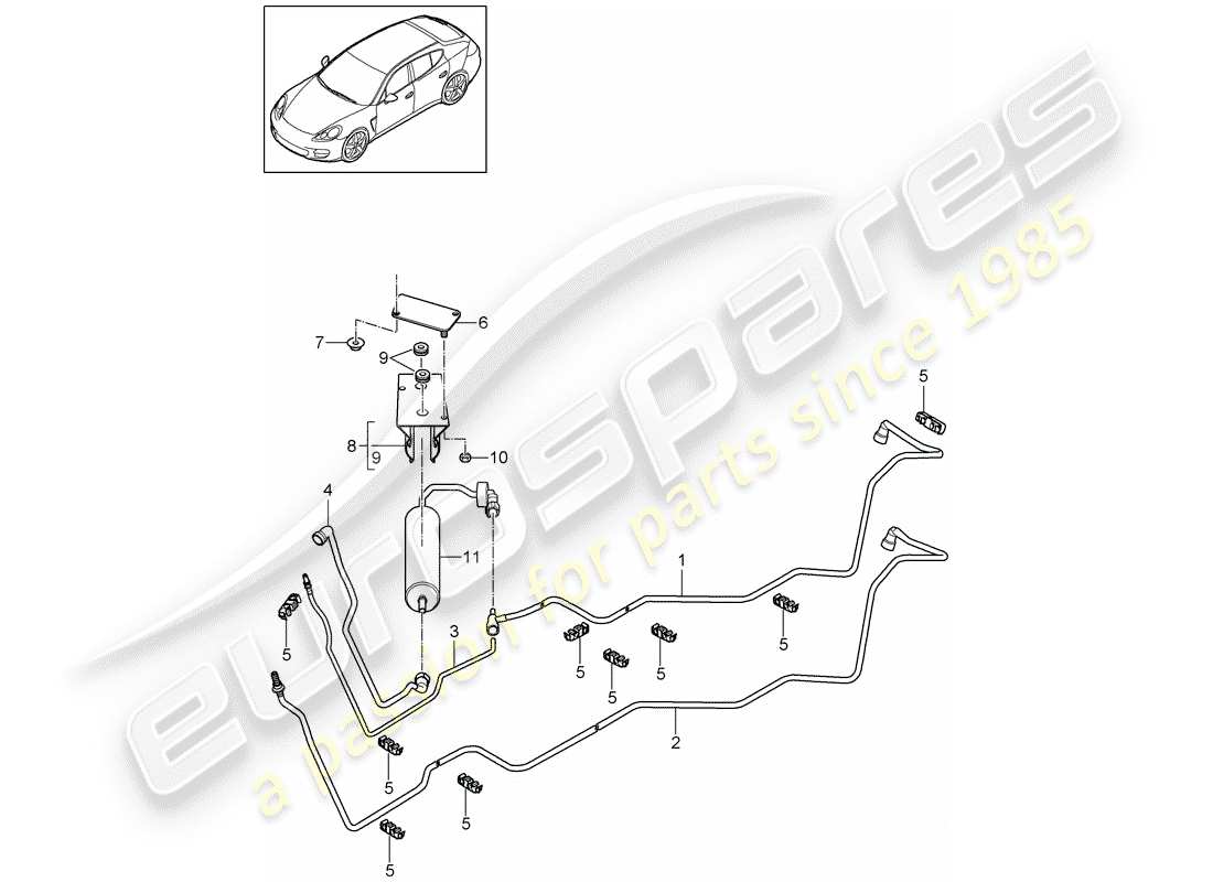 porsche 2013 (panamera 970) fuel line fuel filter underbody part diagram