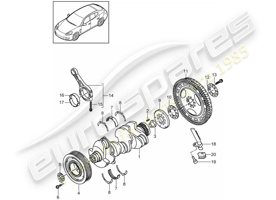 porsche 2015 (panamera 970) crankshaft conrod part diagram