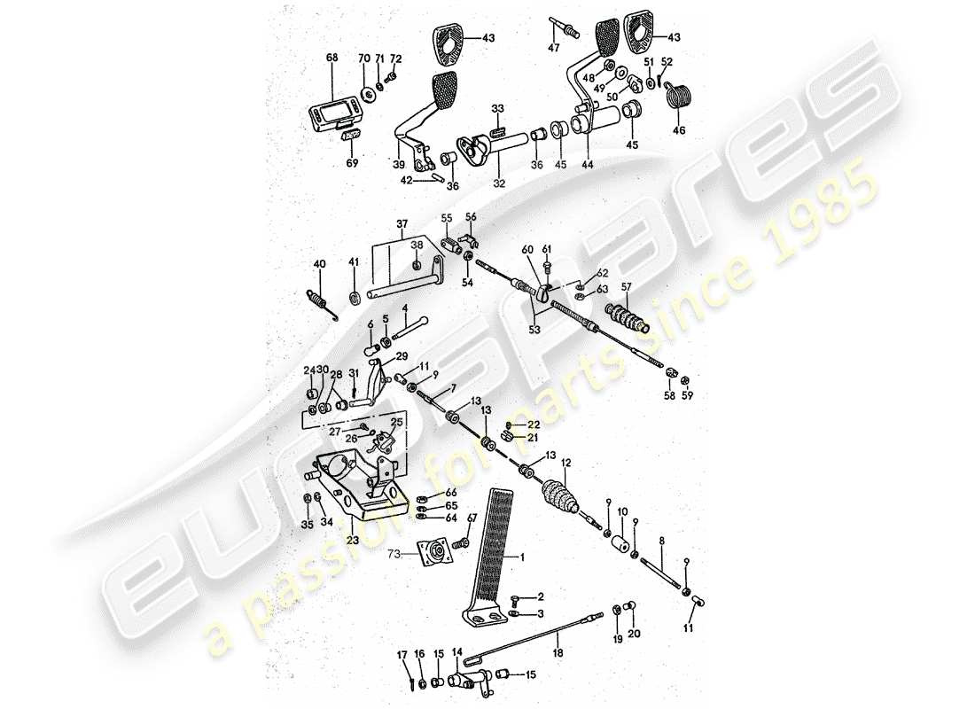 porsche 1975 (911 turbo) pedals part diagram