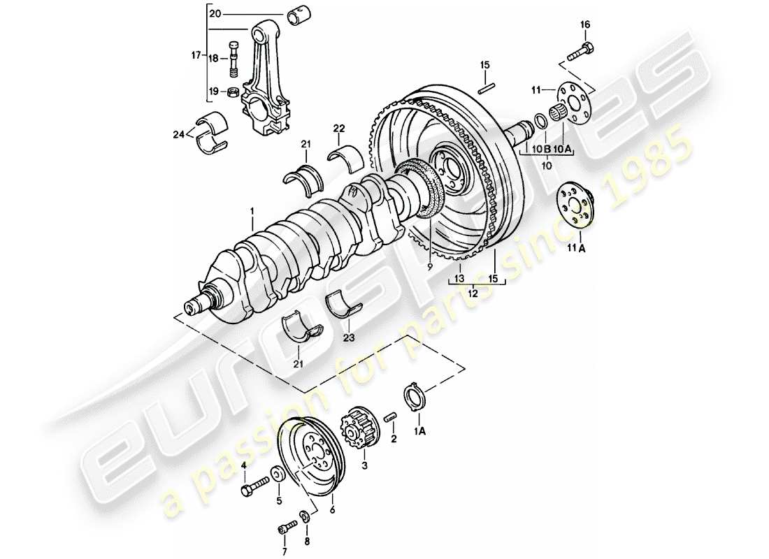 porsche 1981 (924) crankshaft - connecting rod part diagram