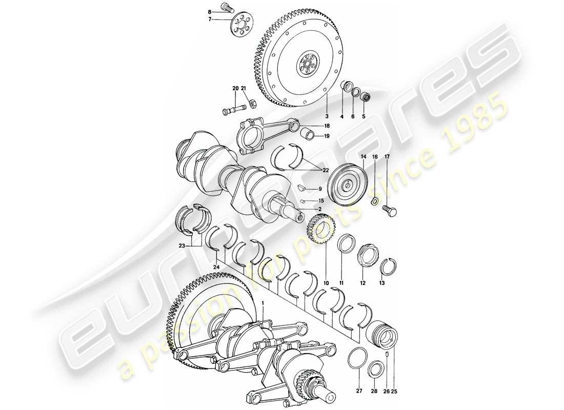 porsche 1973 (914) crankshaft part diagram