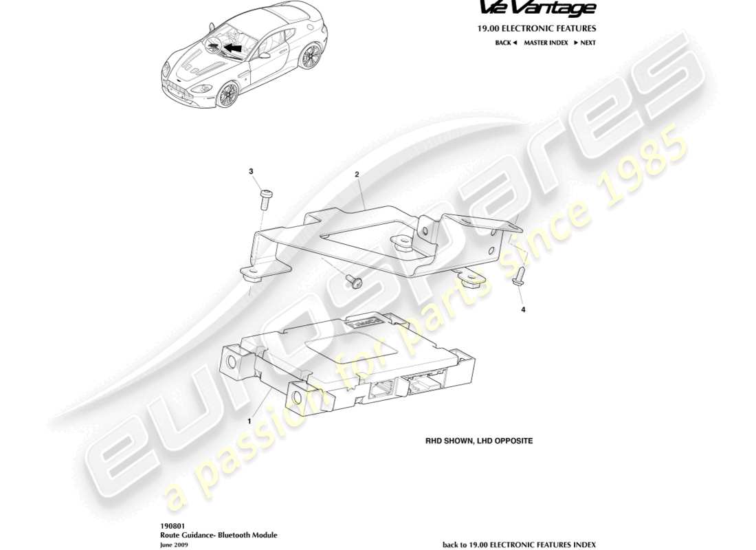 aston martin v12 vantage (2010) bluetooth subsystem part diagram