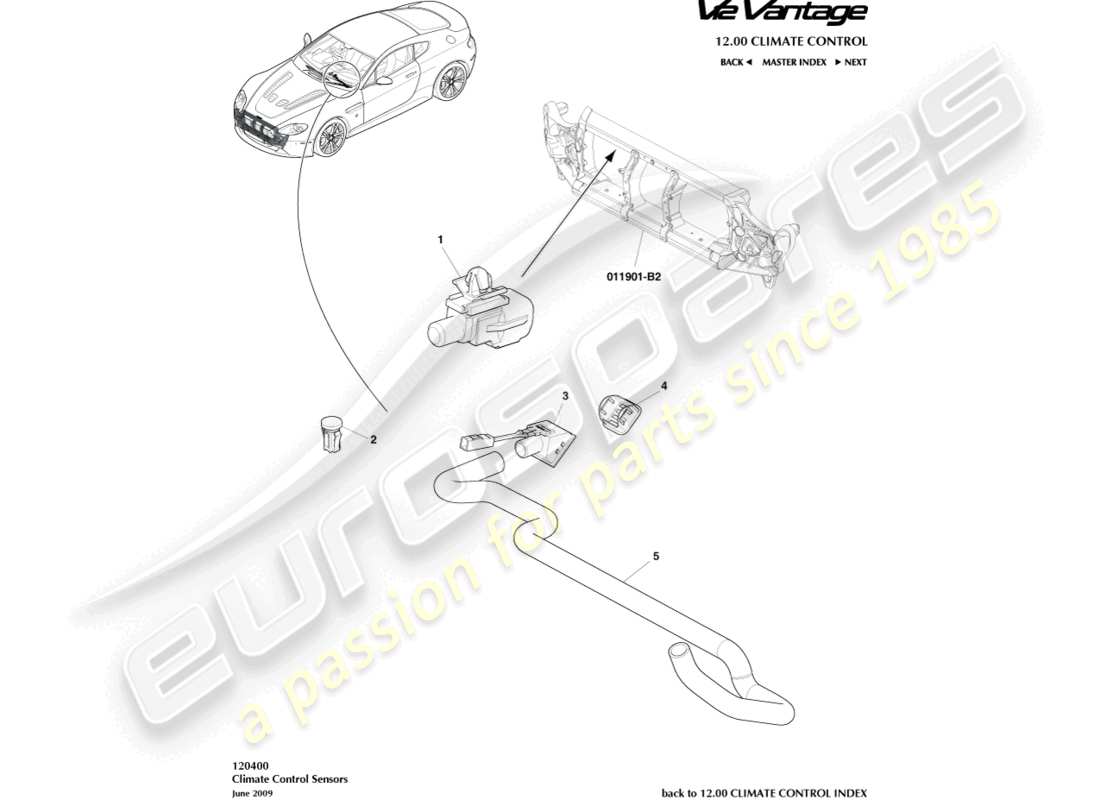 aston martin v12 vantage (2013) sensors part diagram