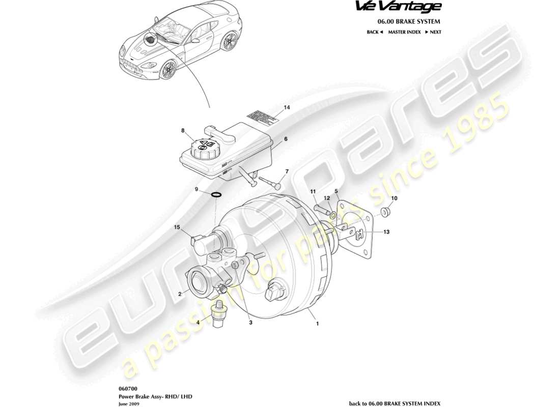 aston martin v12 vantage (2010) power brake assembly part diagram