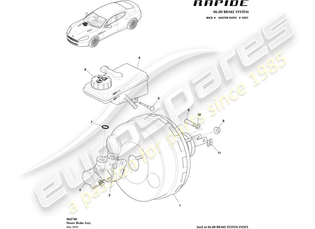 aston martin rapide (2019) power brake assembly part diagram