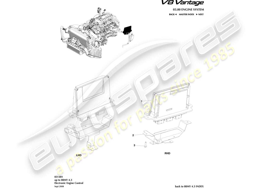 aston martin v8 vantage (2011) electronic engine control part diagram