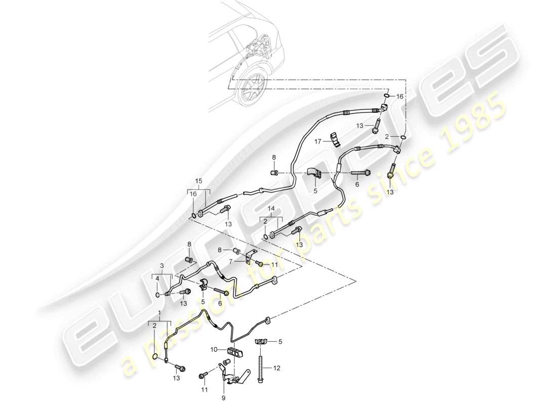 a part diagram from the porsche 2003 (cayenne e1 9pa) parts catalogue