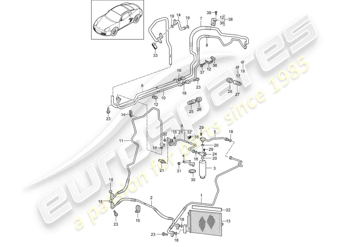 a part diagram from the porsche 2010 (987 cayman) parts catalogue