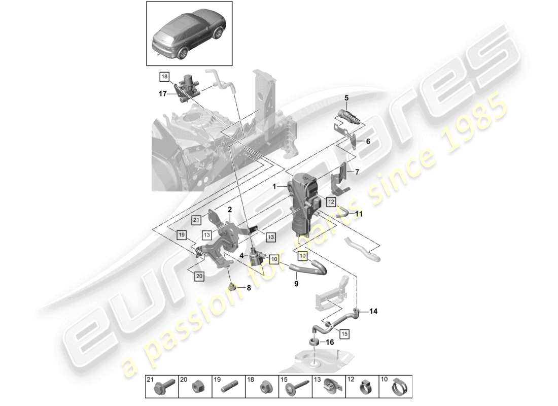 a part diagram from the porsche 2018 (cayenne e3 9ya/9yb) parts catalogue