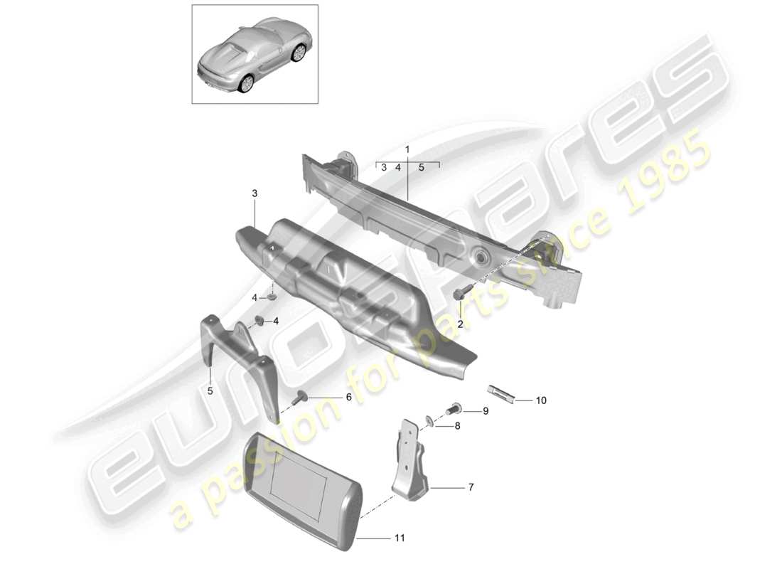 a part diagram from the porsche 2016 (981 boxster spyder) parts catalogue