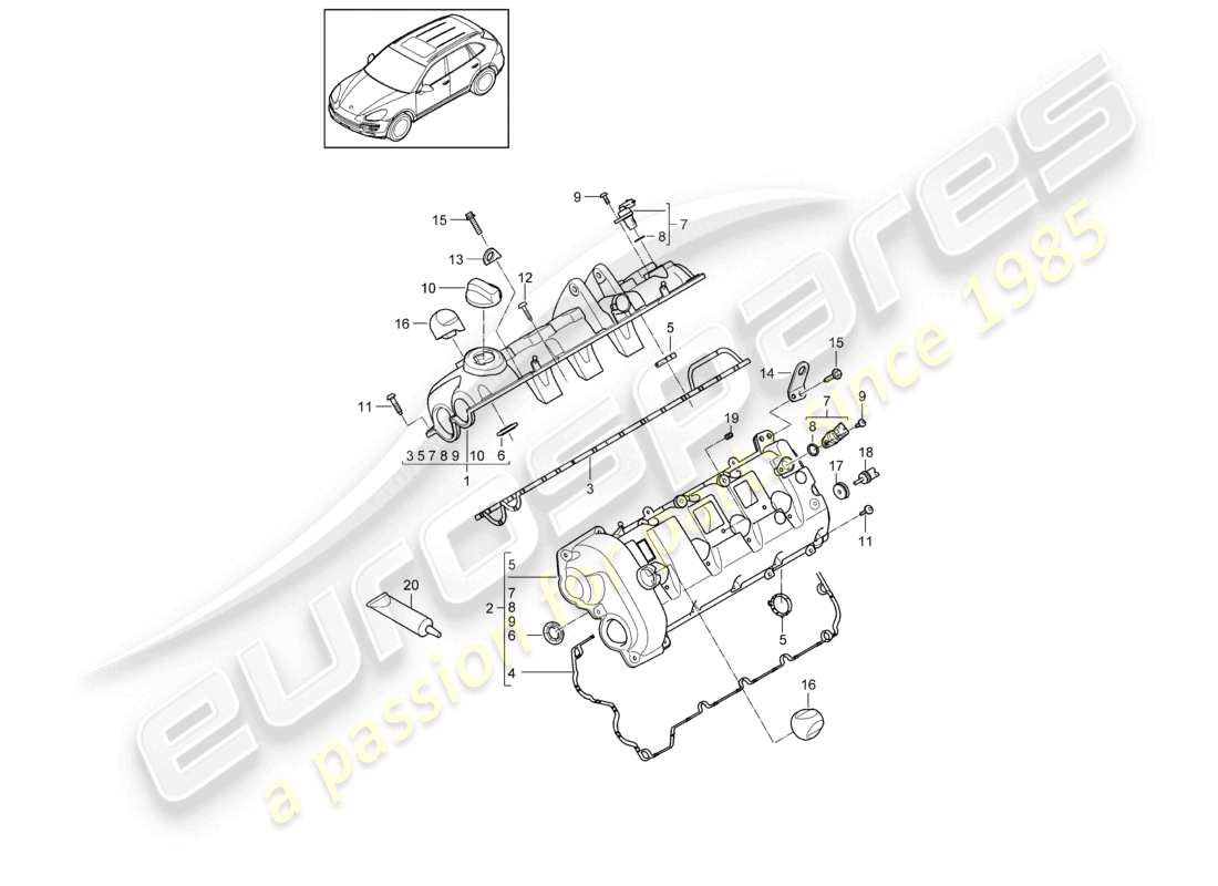a part diagram from the porsche 2015 (cayenne e2 92a) parts catalogue