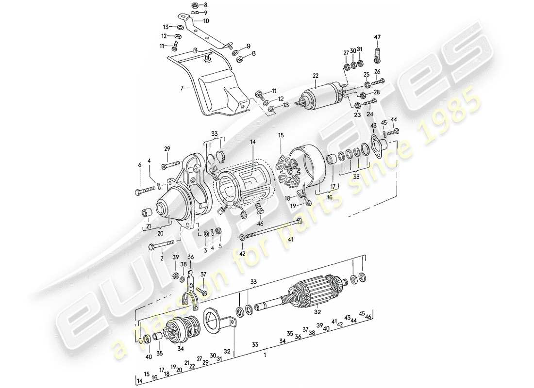 a part diagram from the porsche 1985 (924) parts catalogue