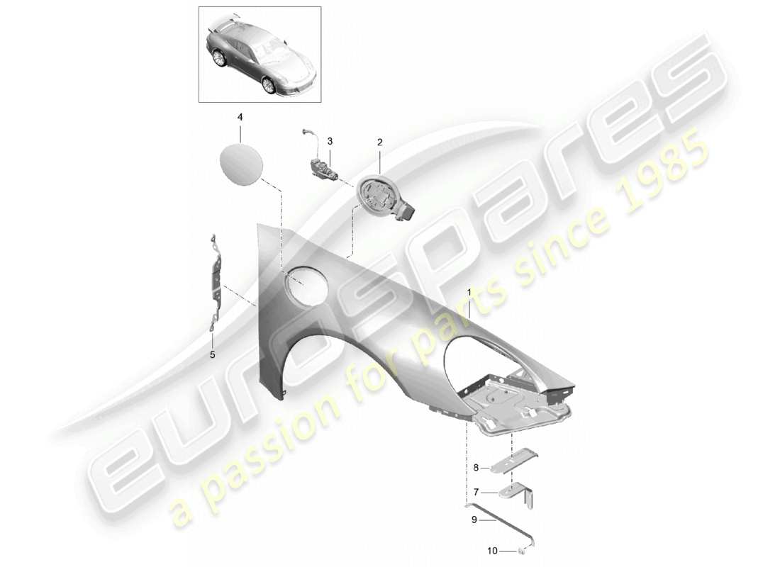 a part diagram from the porsche 2016 (991-1 r/gt3/rs) parts catalogue