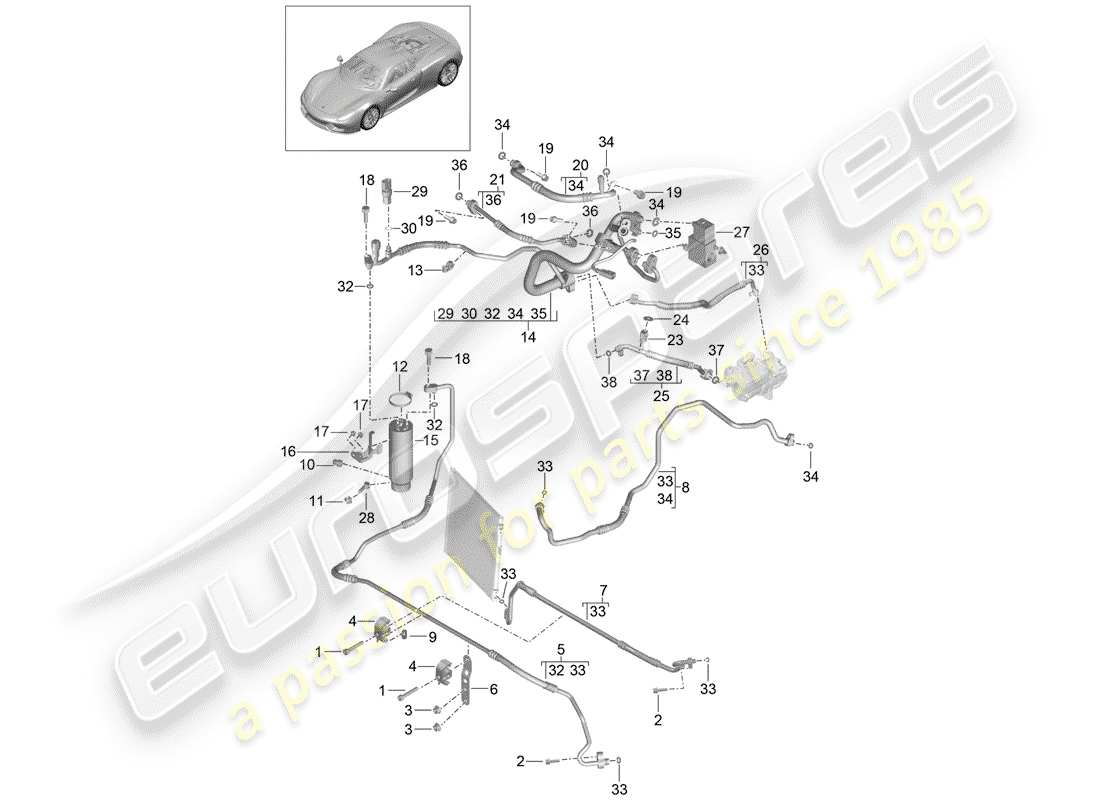 a part diagram from the porsche 2015 (918 spyder) parts catalogue