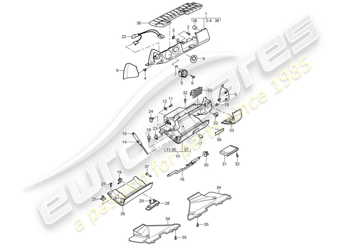 a part diagram from the porsche 2005 (987 boxster) parts catalogue
