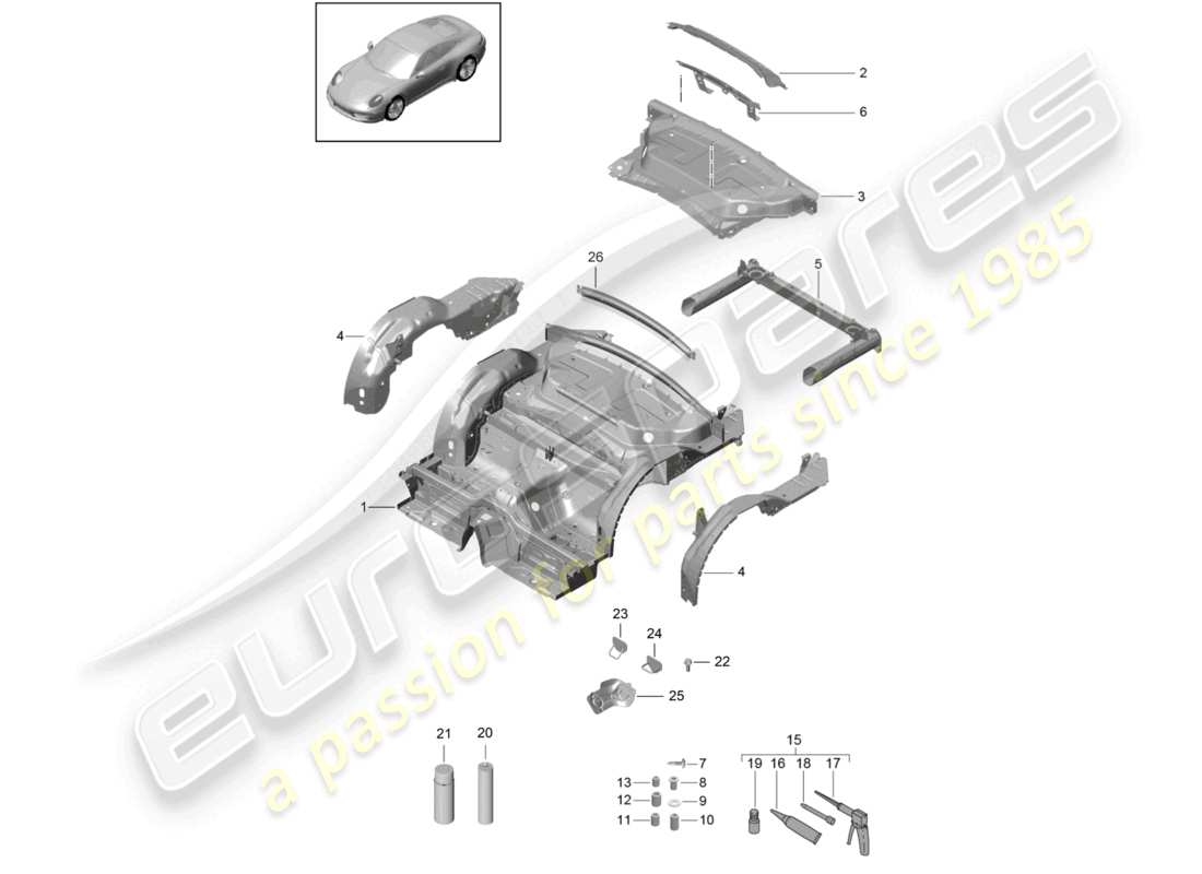 a part diagram from the porsche 991 parts catalogue