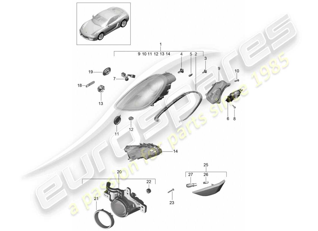 a part diagram from the porsche 2016 (981 cayman) parts catalogue