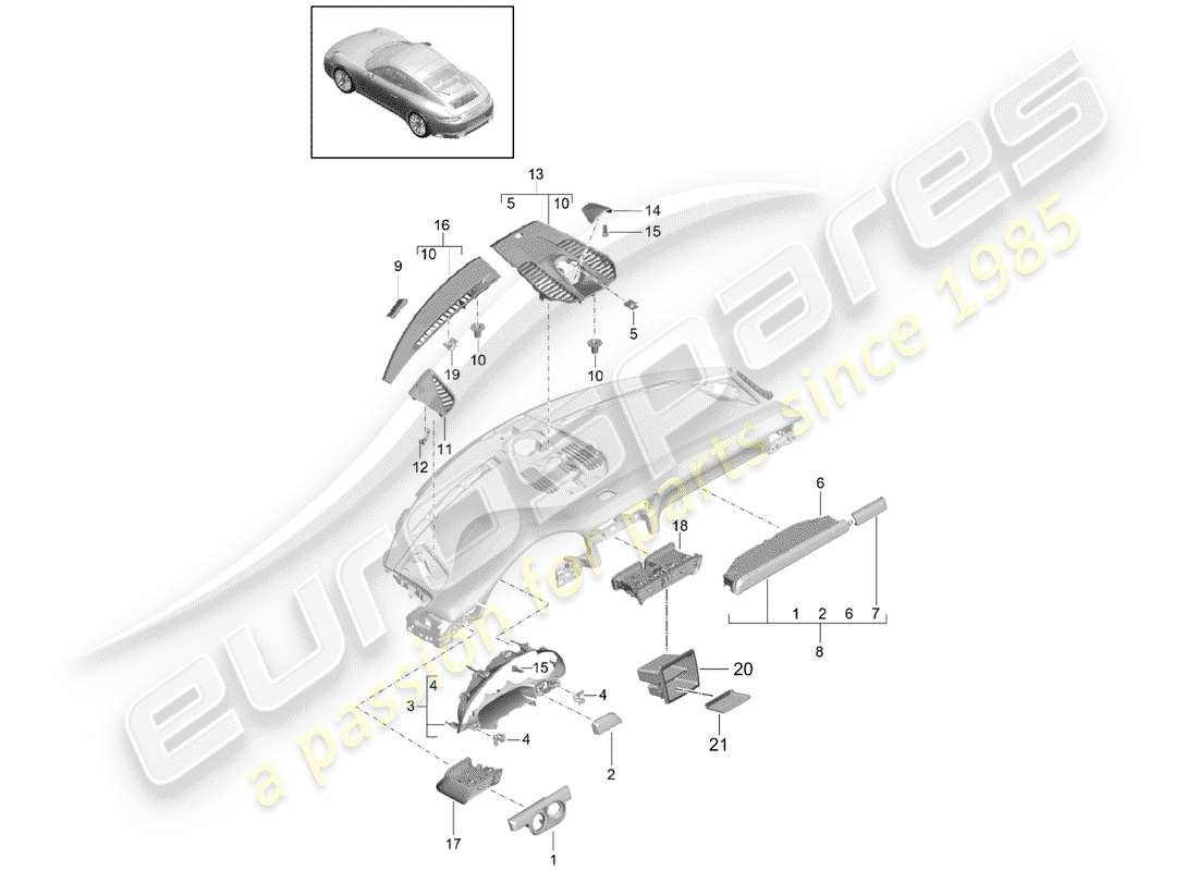 a part diagram from the porsche 991 parts catalogue
