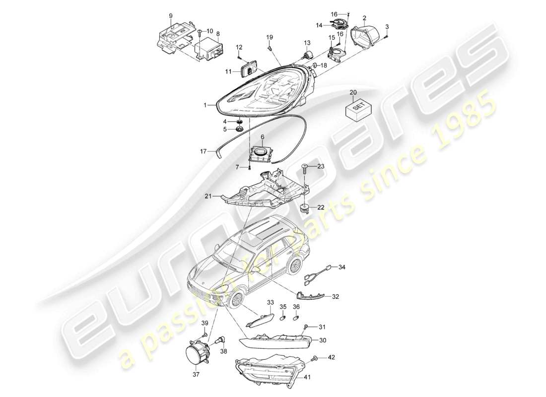 a part diagram from the porsche 2014 (cayenne e2 92a) parts catalogue