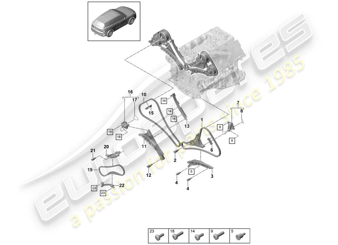 a part diagram from the porsche 2020 (cayenne e3 9ya/9yb) parts catalogue