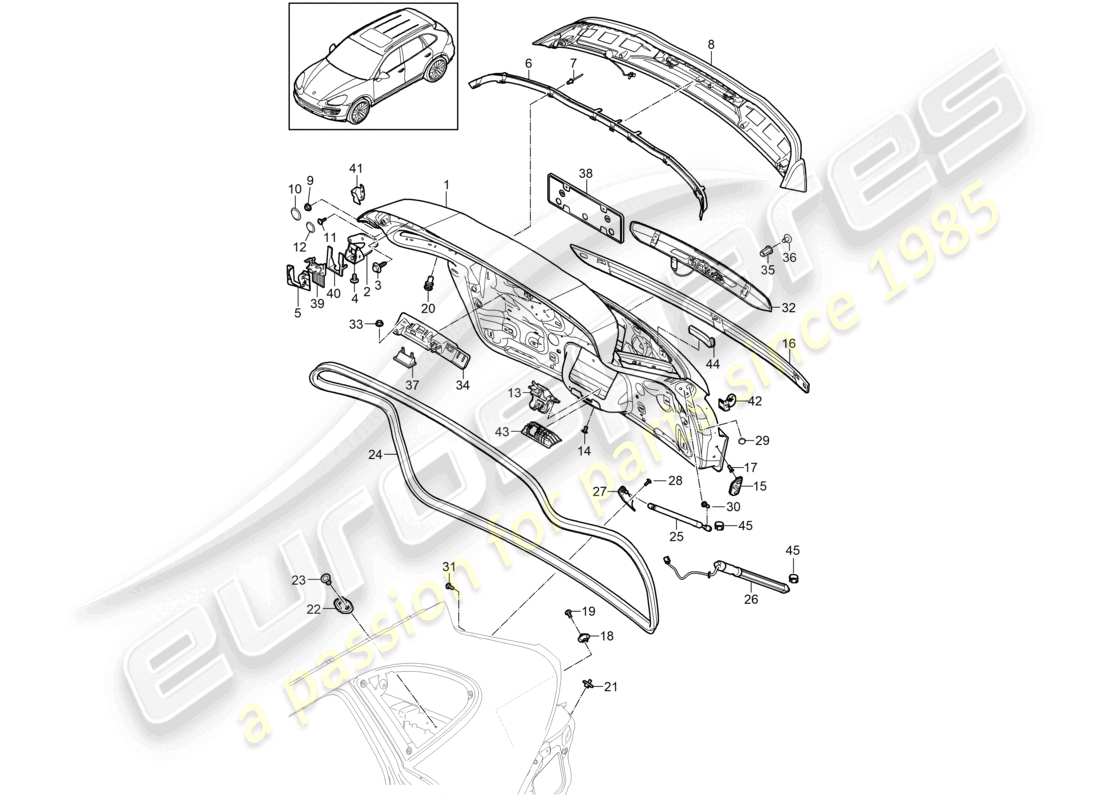 a part diagram from the porsche 2012 (cayenne e2 92a) parts catalogue