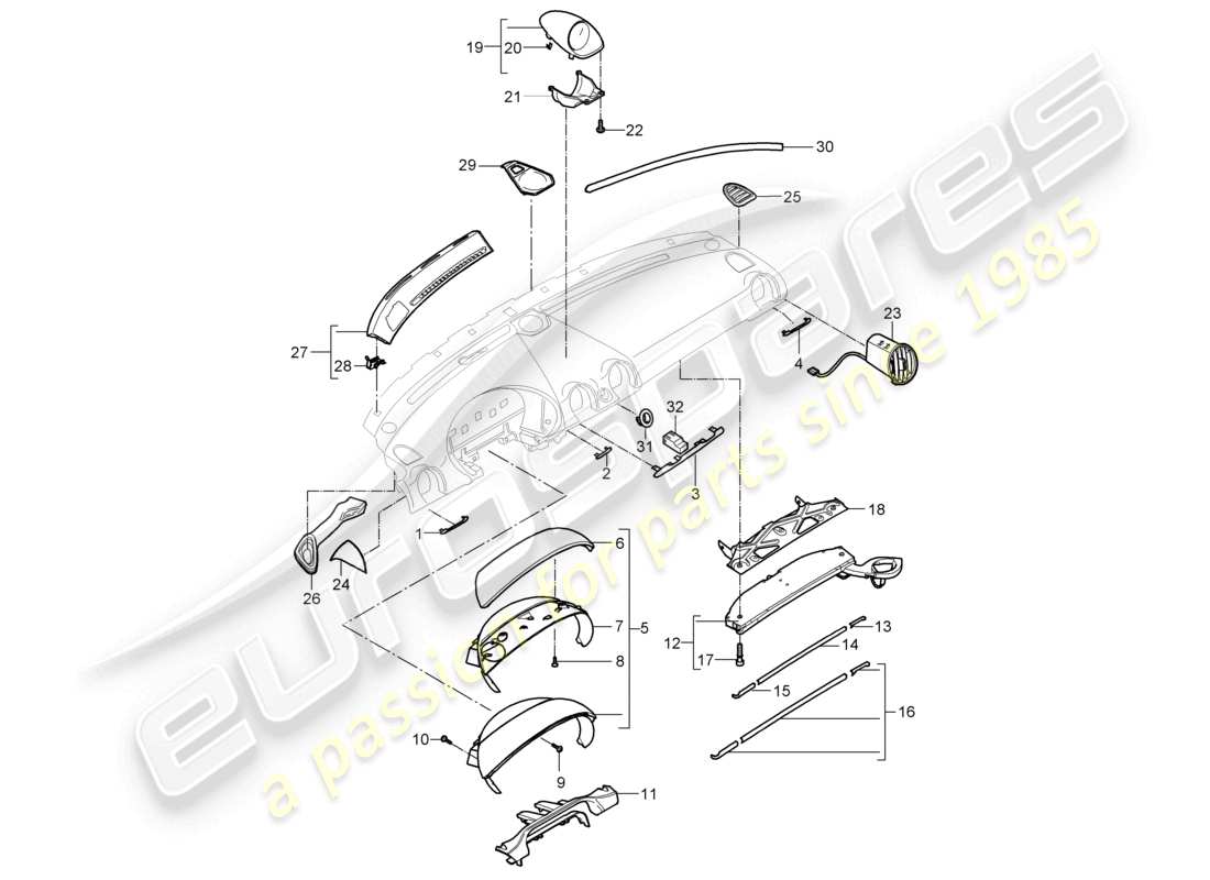a part diagram from the porsche 2006 (987 boxster) parts catalogue