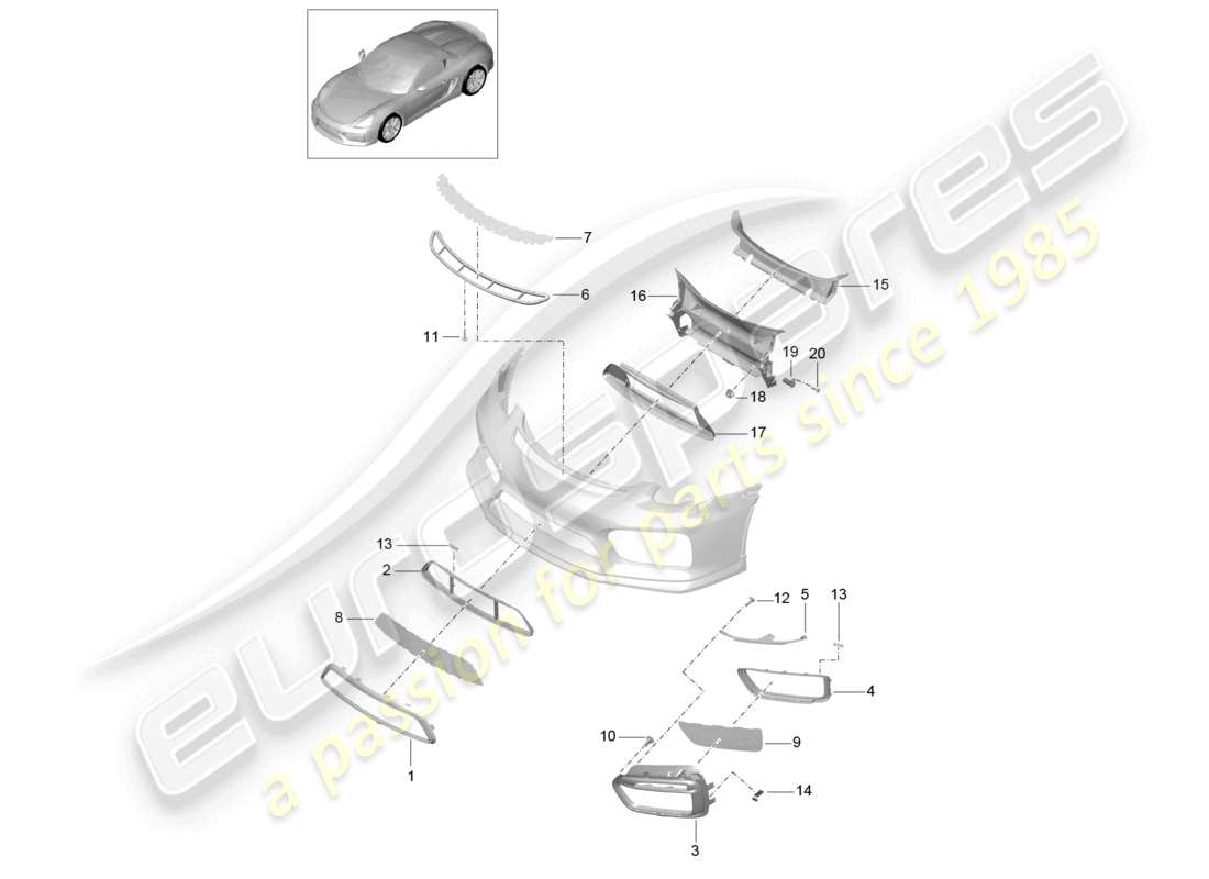 a part diagram from the porsche 2016 (981 boxster spyder) parts catalogue